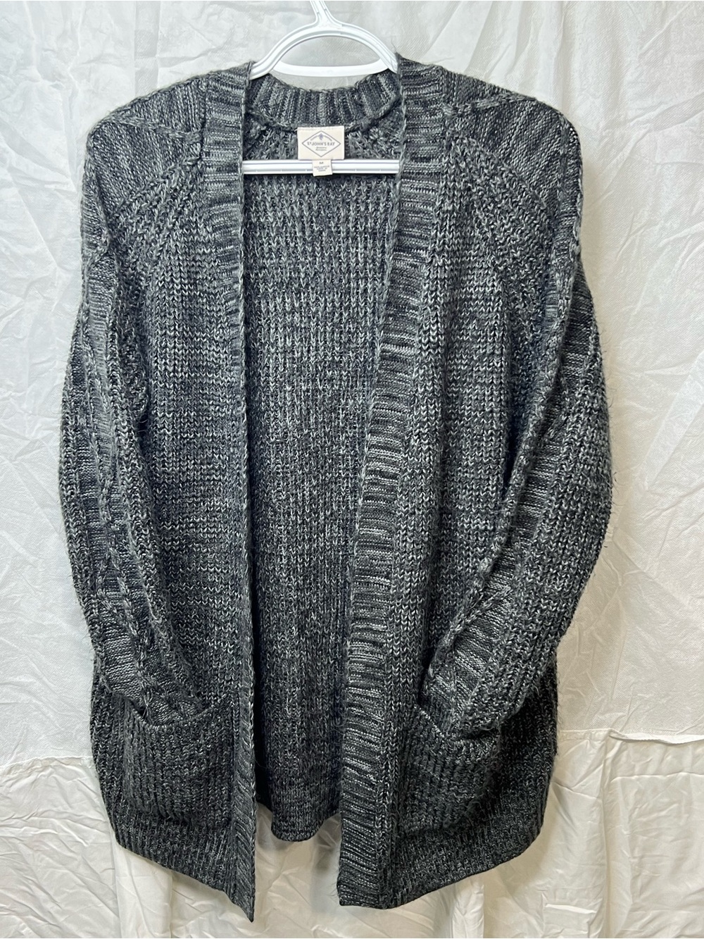 St. John's Bay Dark Charcoal Open-Front Knit Cardigan